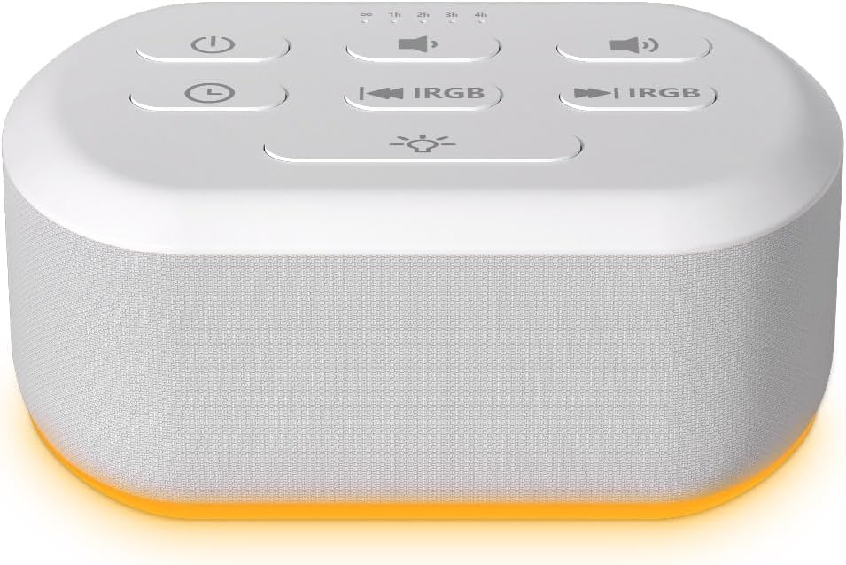 LazyNight White Noise Machine - 30 Sounds, 12 Night Lights - Sleep Better!