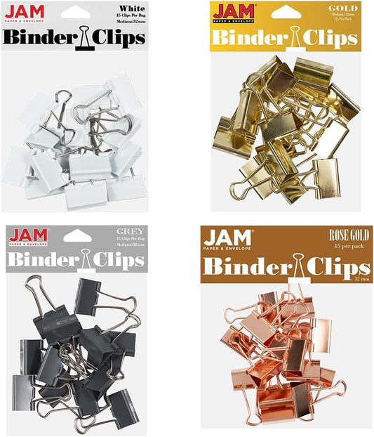 JAM PAPER Colorful Binder Clips Assortment for Stylish Organization