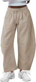 Barrel Leg Pants Elasticated Waistband - Casual Wide Leg Sweatpants