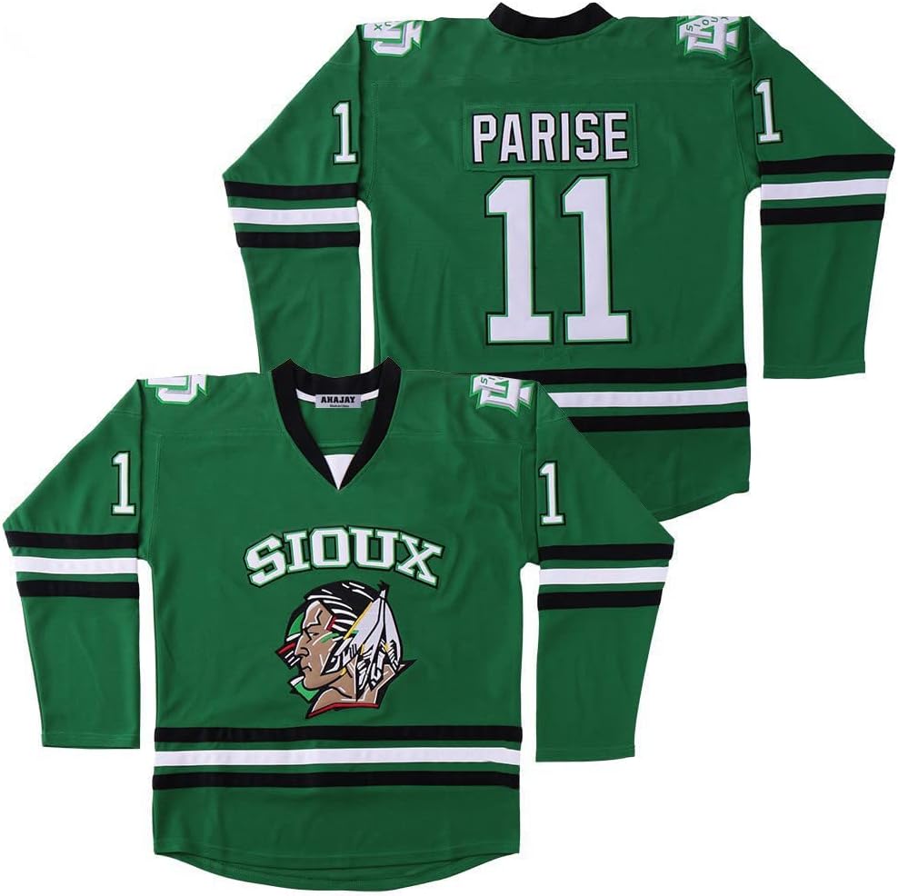 Men's #11 Zach Parise Green Hockey Jersey College Style