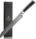Sunnecko Bread Knife 8 in Serrated Damascus Bread Knife - Sharp