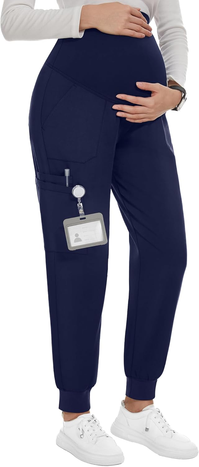 PACBREEZE Women's Maternity Scrubs with 6 Pockets for Comfort