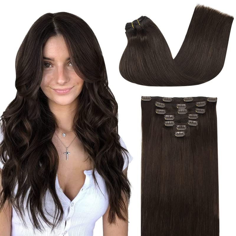 GOO GOO Clip in Hair Extensions for Women, 12in Light Brown
