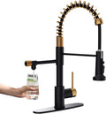 GIMILI Black and Gold Commercial Style Pull-Down Kitchen Faucet