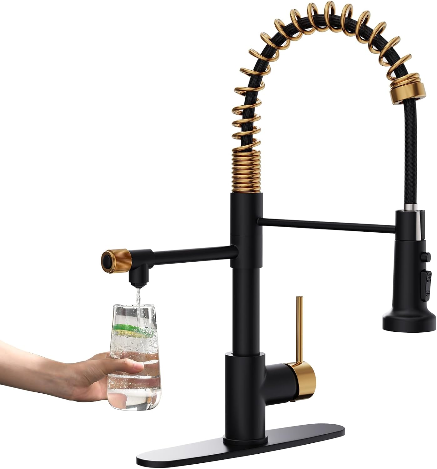 GIMILI Black and Gold Drinking Water Faucet for Kitchen Use