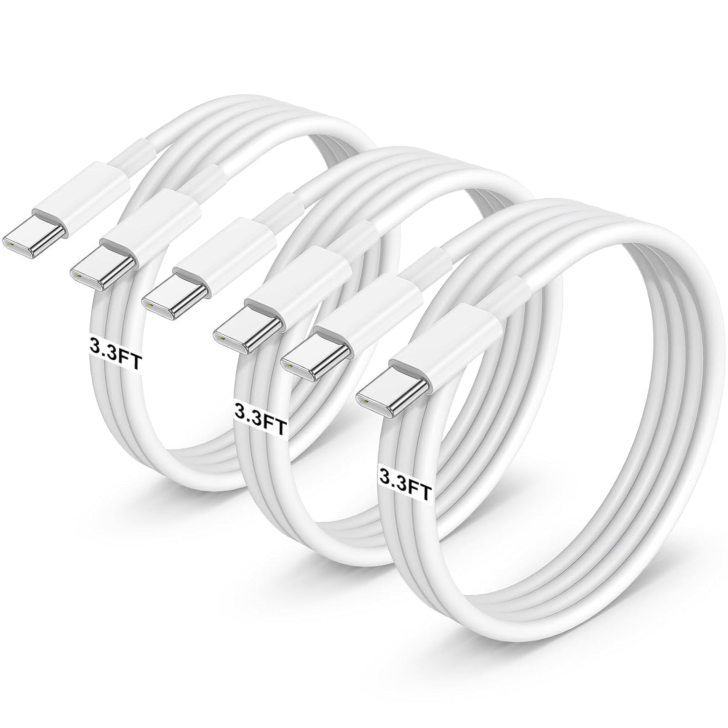 3.3FT Fast Charging USB C Cable 3Pack - iPhone 15 & Galaxy S23 Compatible