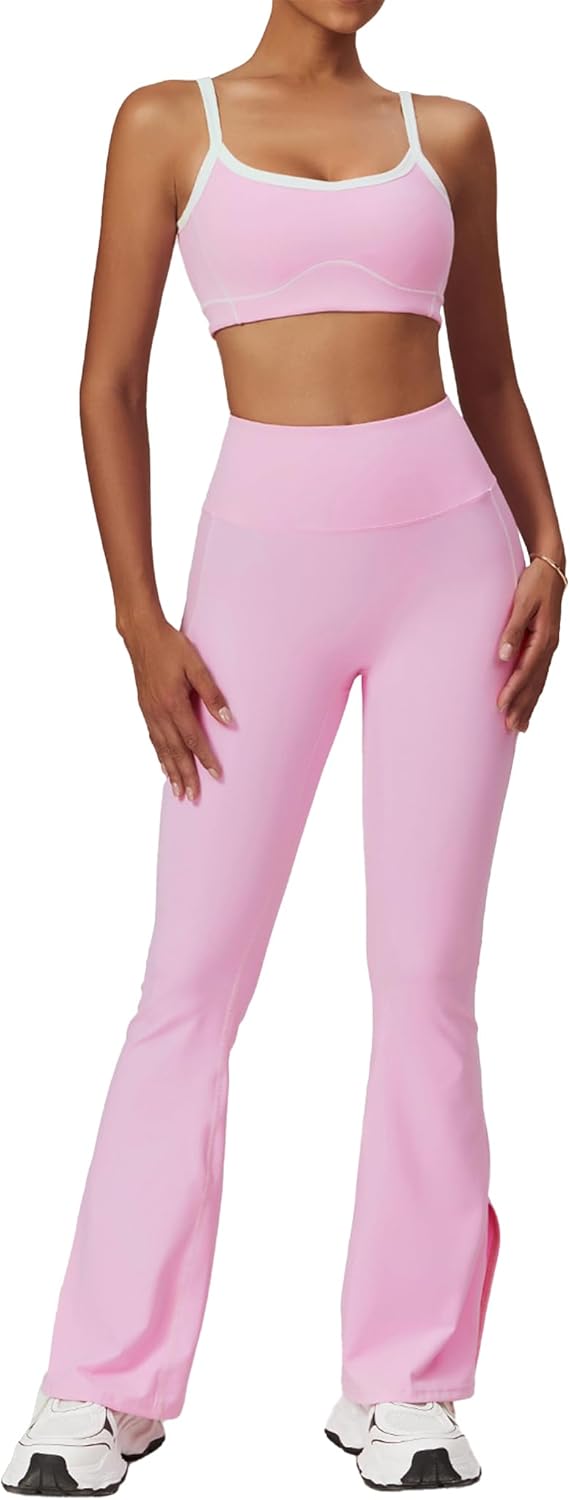 ABOCIW Women's 2-Piece Workout Set - Flared Leggings