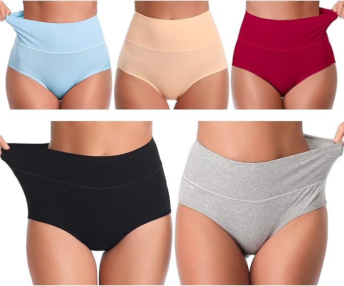 UMMISS Womens Underwear High Waist Cotton Briefs Multipack