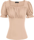 Scarlet Darkness Women's Renaissance Shirt Puff Sleeve Square Neck up