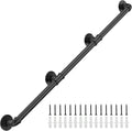 9FT Industrial Stair Railing Wall Mount Handrail - Sturdy Safety Rail