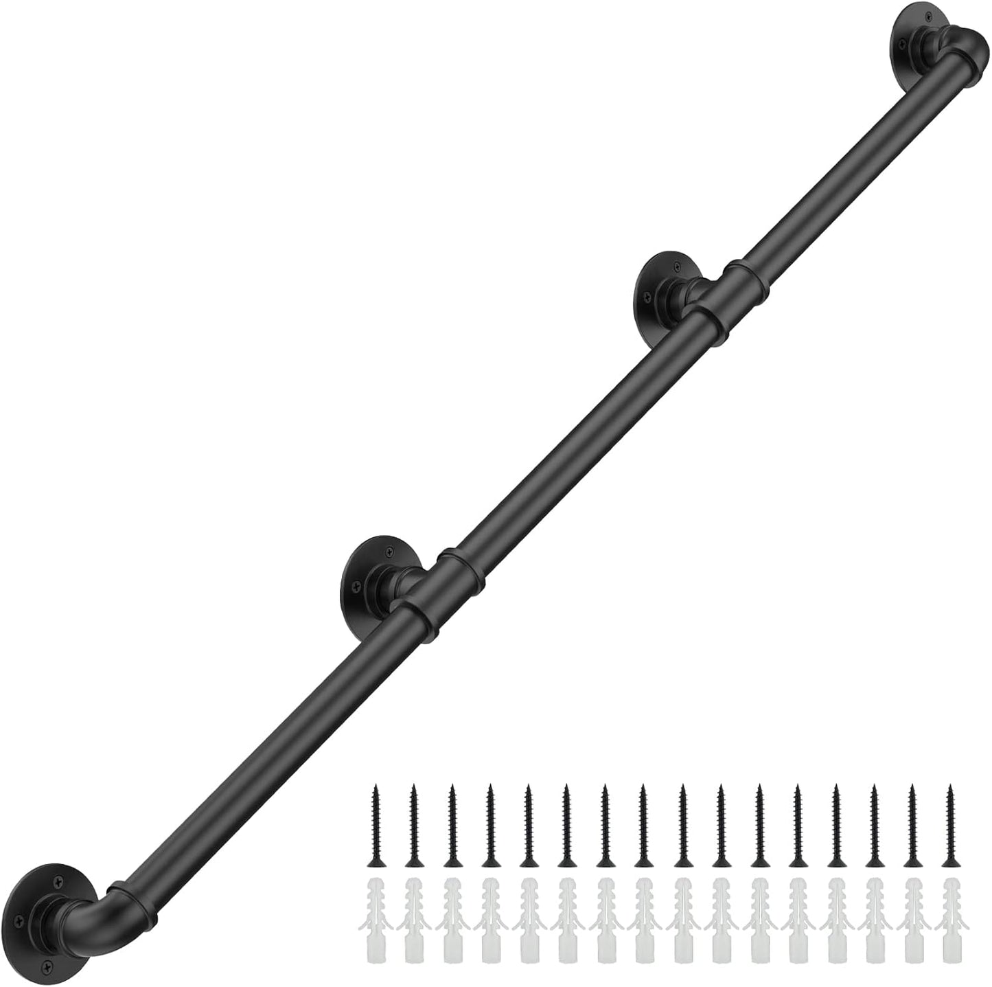 9FT Industrial Stair Railing Handrail for Steps and Safety