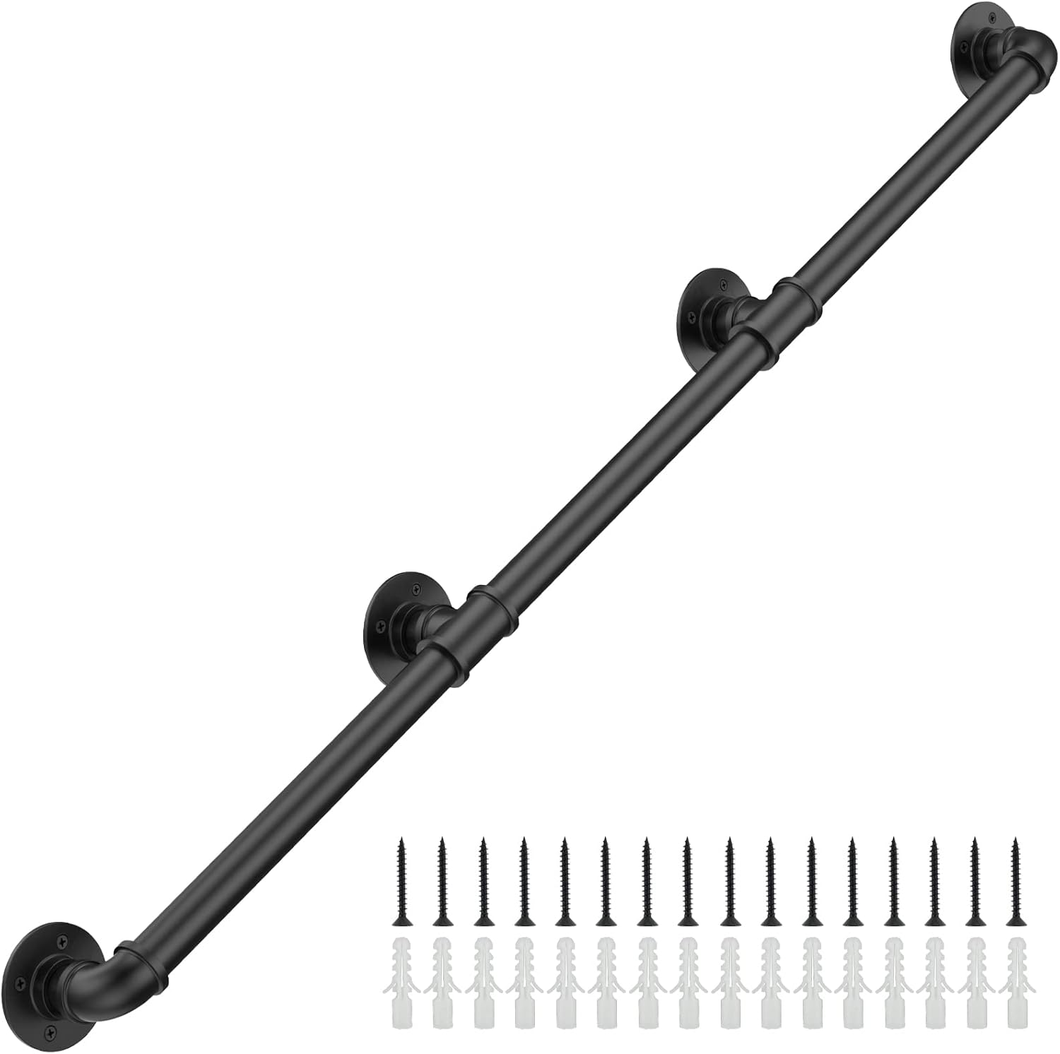 9FT Industrial Stair Railing Handrail for Steps and Safety