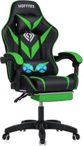 Hoffree Kids Gaming Chair with Footrest - Green