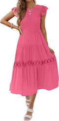 ZESICA Women's Flutter Sleeve Midi Dress for Casual Elegance