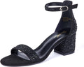 GENSHUO Women's Low Kitten Heel Strappy Sandals (Style SGXW)