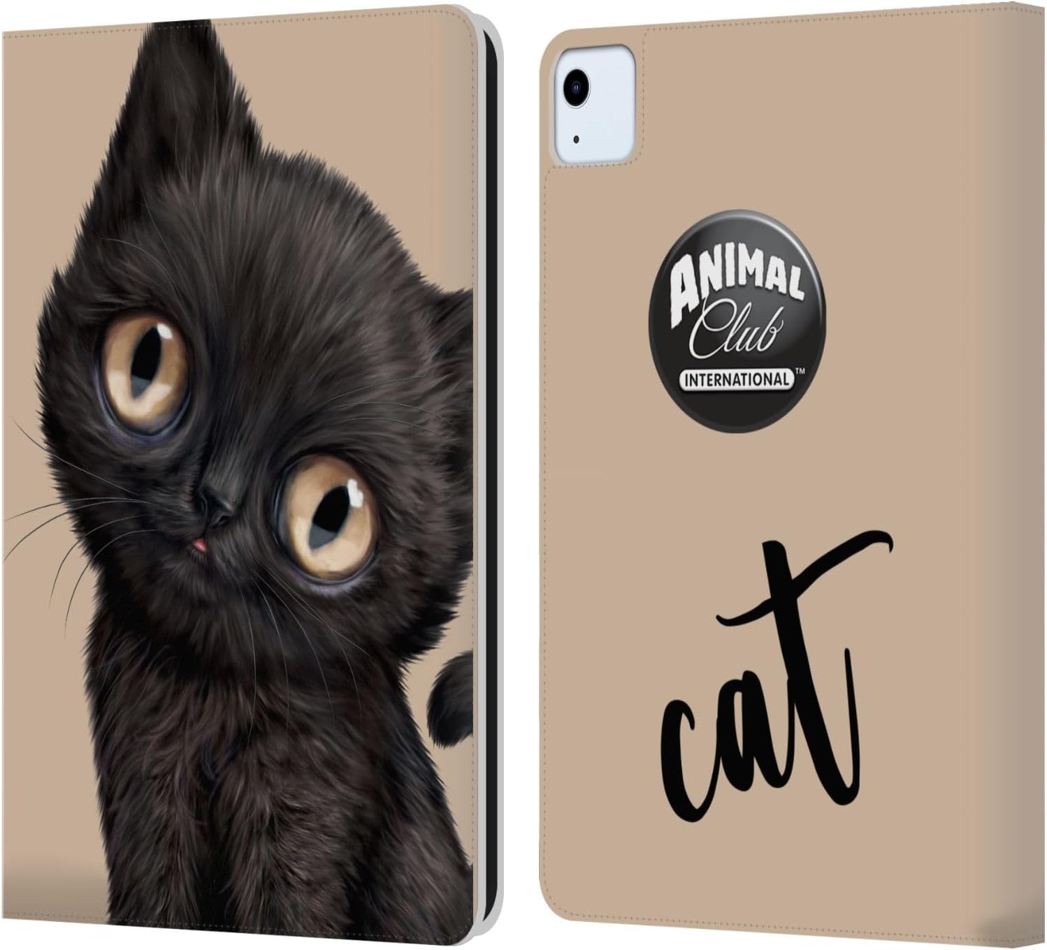 Animal Club International Black Cat Faces Leather Wallet Case