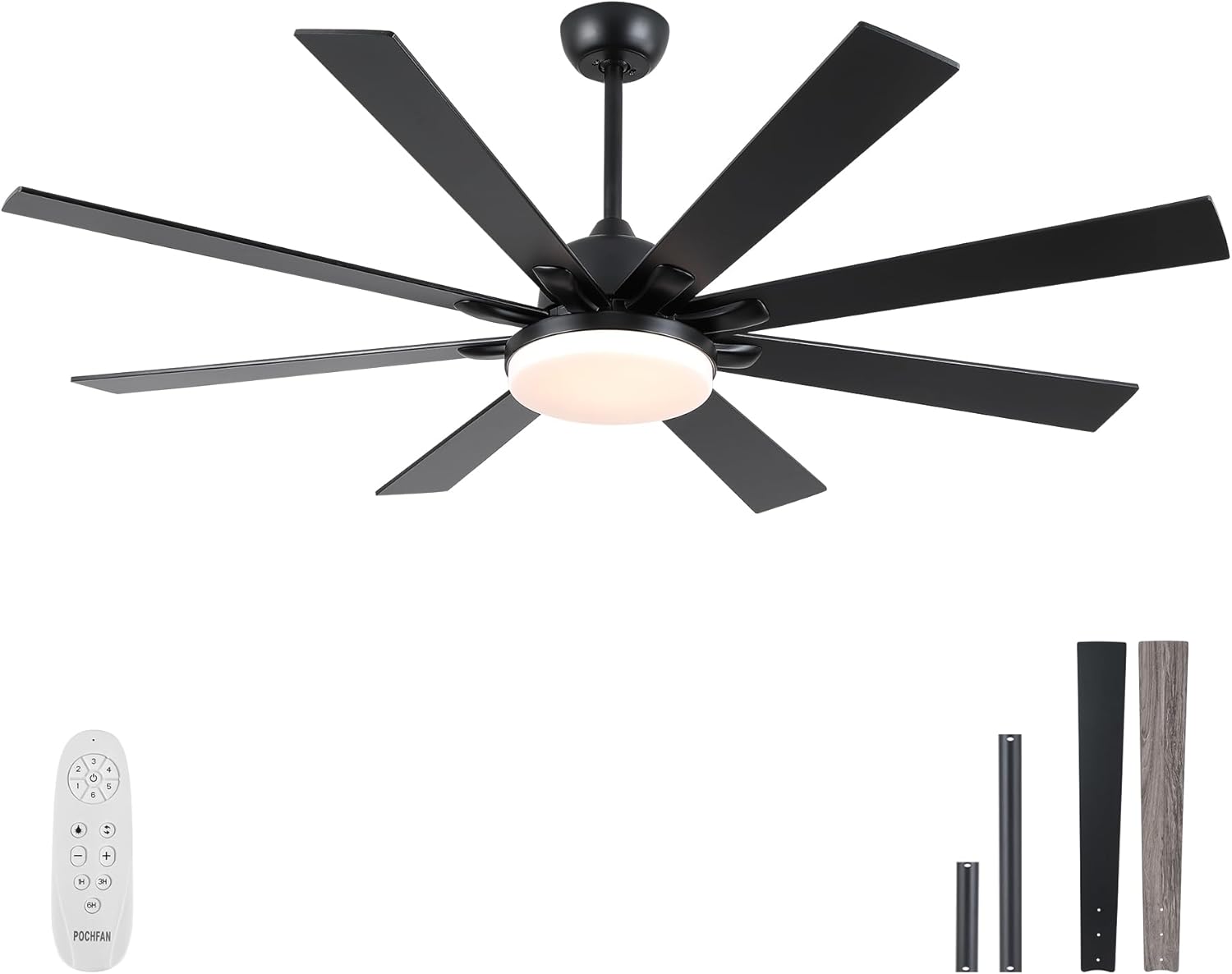 62 Inch Ceiling Fan with Lights and Remote for Modern Spaces