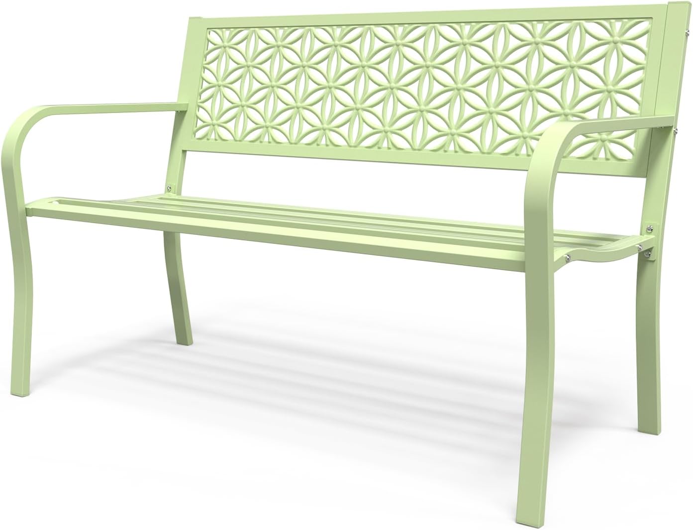 VINGLI 50 Inch Outdoor Bench with Floral Back for Garden Use