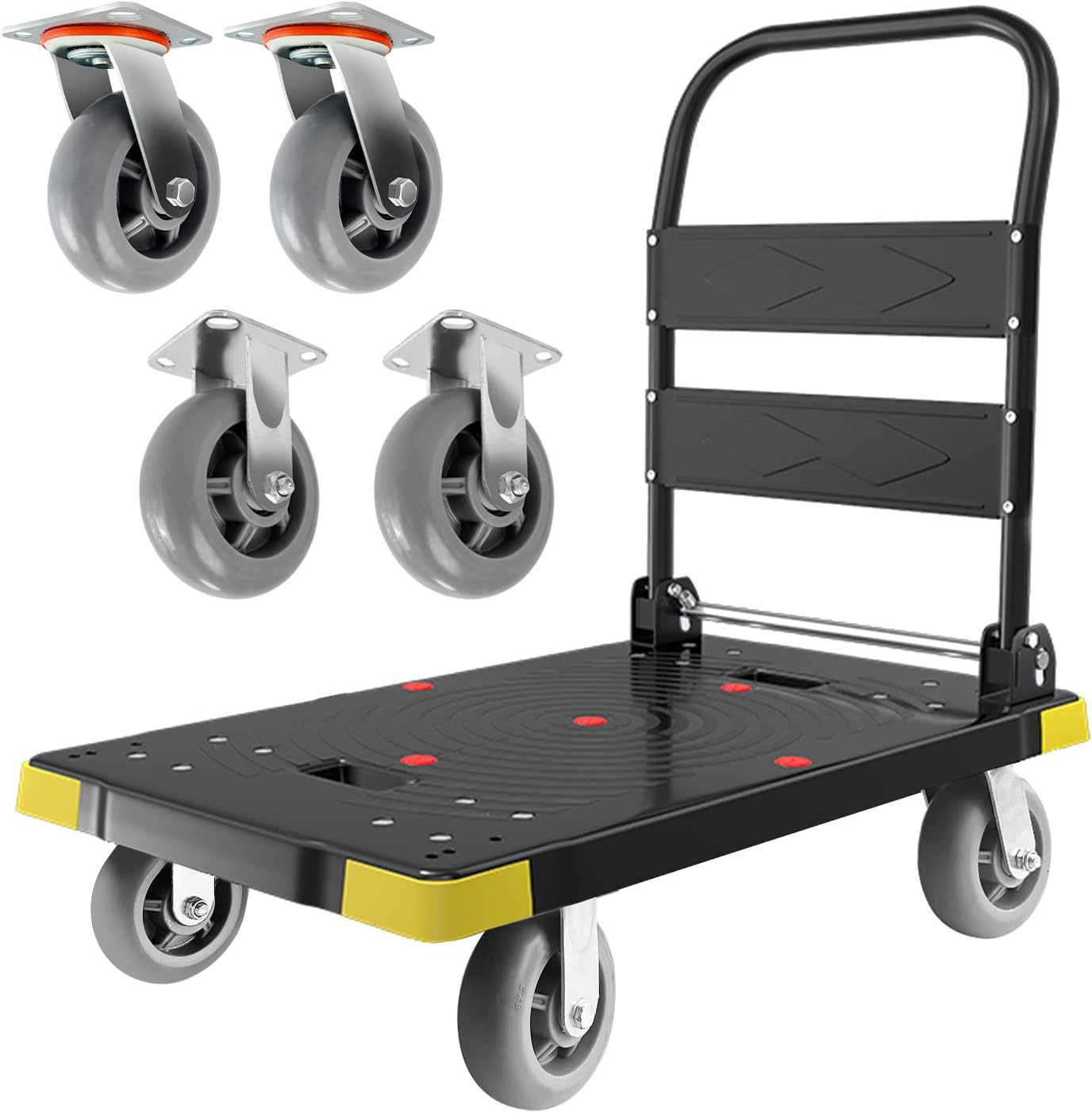 Folding Push Cart Dolly - 1300LBS Heavy Duty Portable Dolly