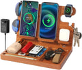Nightstand Organizer 4-in-1 Wireless Charger - Wood Docking Station