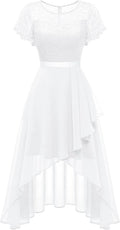 Wedtrend Women's Ruffle Wedding Guest Dress - Elegant Lace Midi