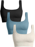Women's Medium Support Ribbed Tank Top Sport Bra - Seamless Fit
