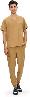 COZYFIT Scrubs for Men 4 Pockets V-Neck Top & 7 Pockets Jogger Set our