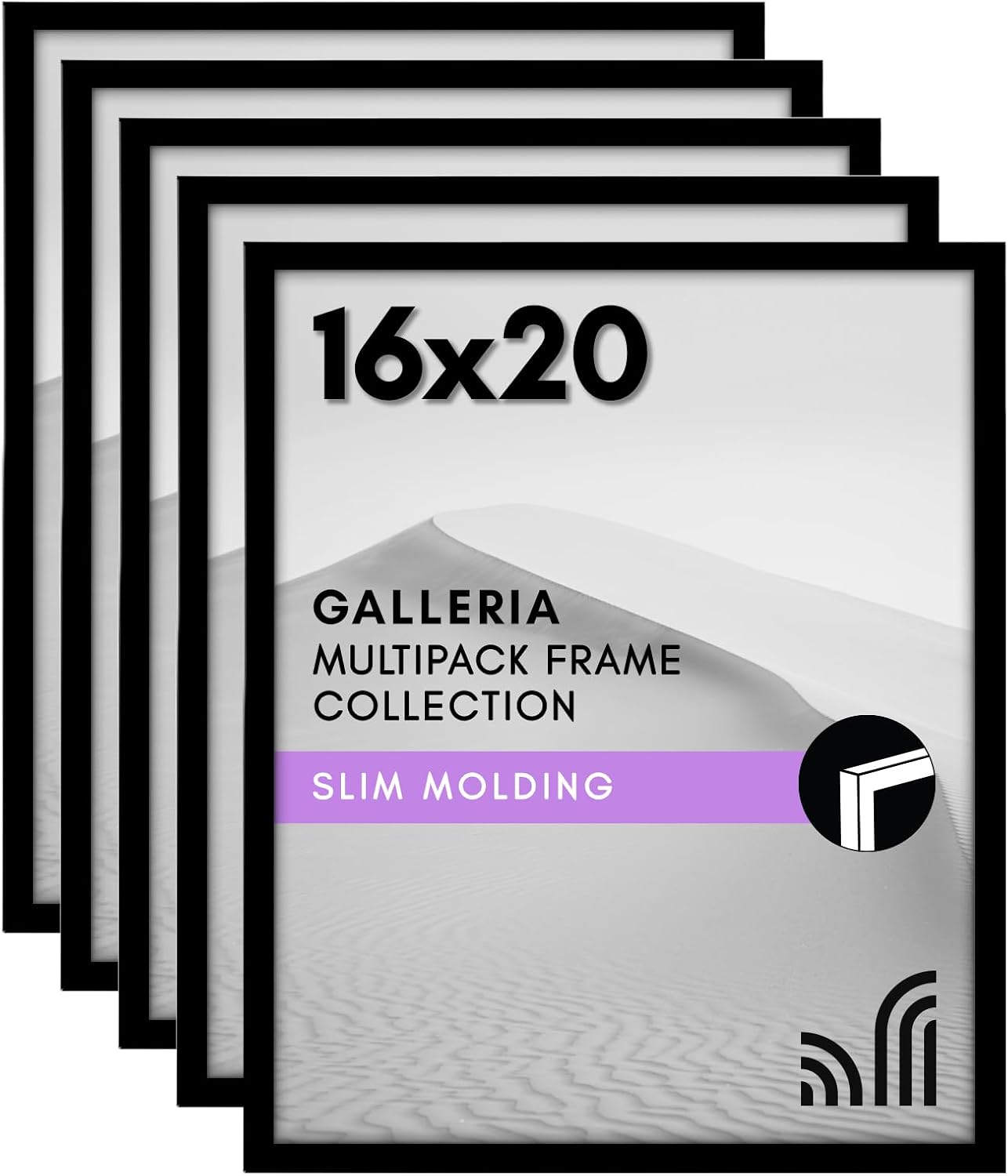 16x20 Picture Frames Set of 5 for Wall Display - Black