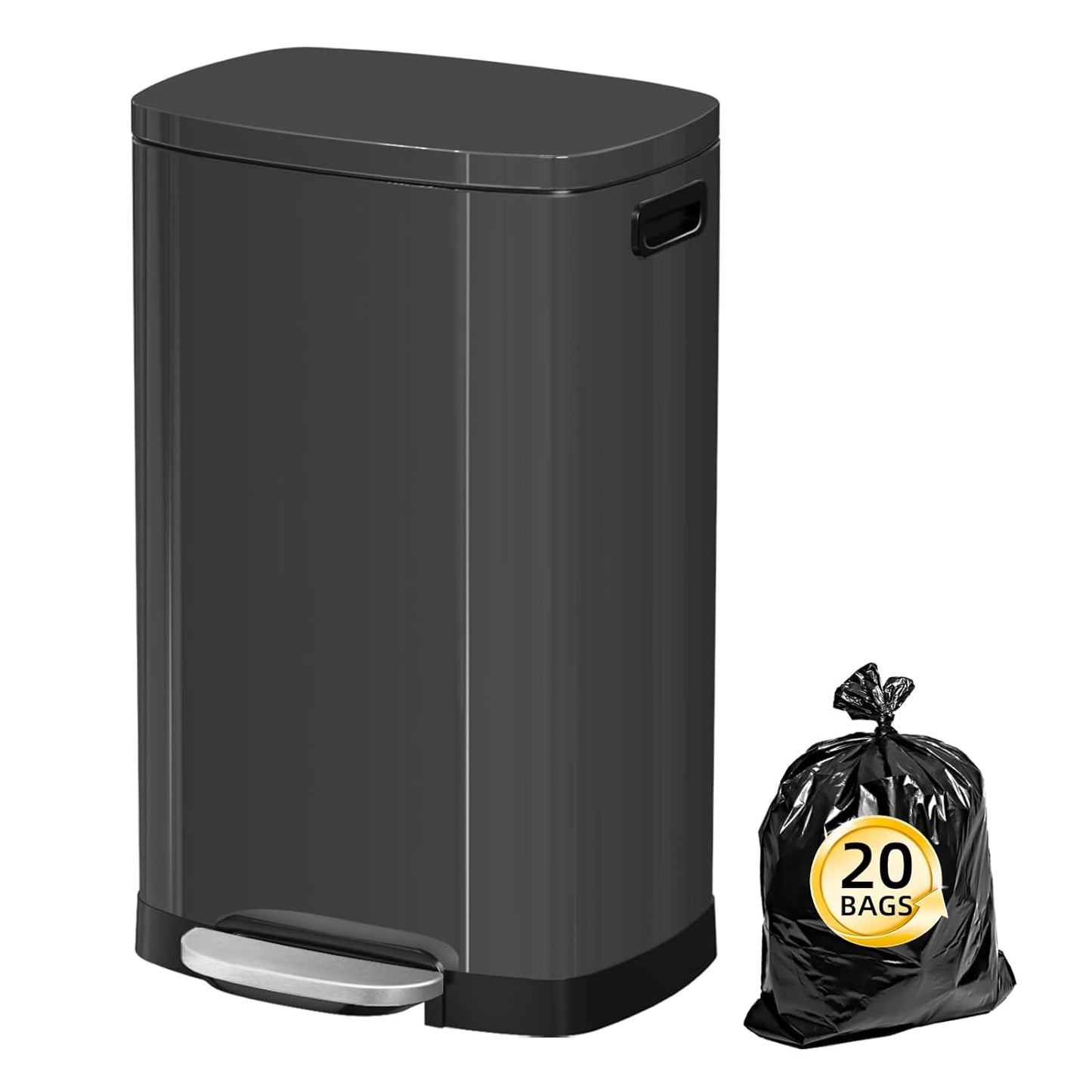 13 Gallon Trash Can with Lid, Fingerprint Proof Stainless Steel