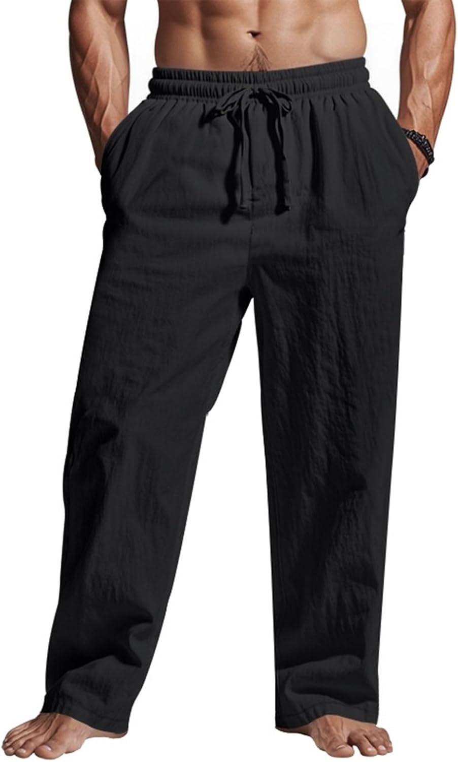 Mens Linen Pants for Yoga and Beach - Casual Summer Trousers