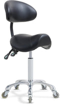 Saddle Stool Rolling Chair with Back Support - Upright Posture Comfort
