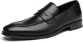Mens Slip-On Penny Loafer Black - Pointed Toe Dress Loafer