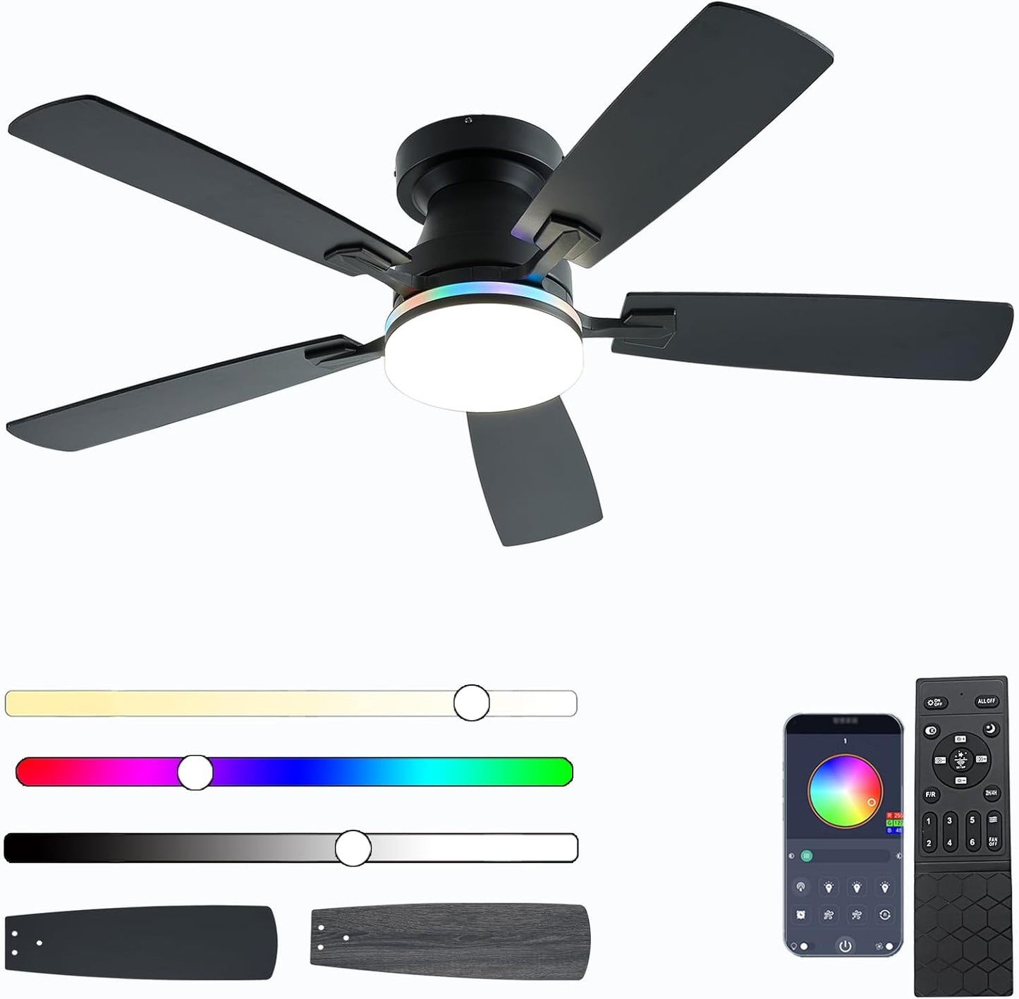 48 inch Low Profile Ceiling Fan with Light and Remote Control
