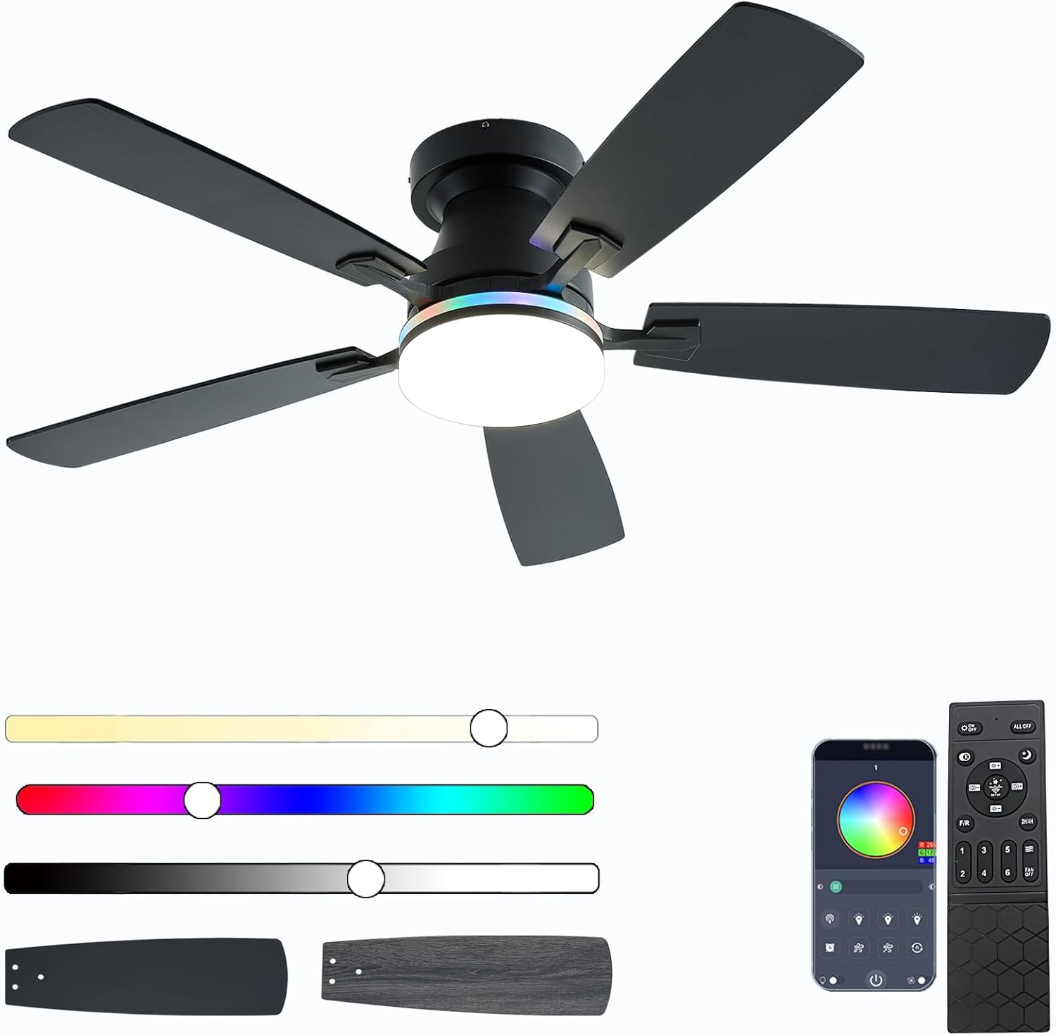 48 inch Low Profile Ceiling Fan with Light and Remote Control
