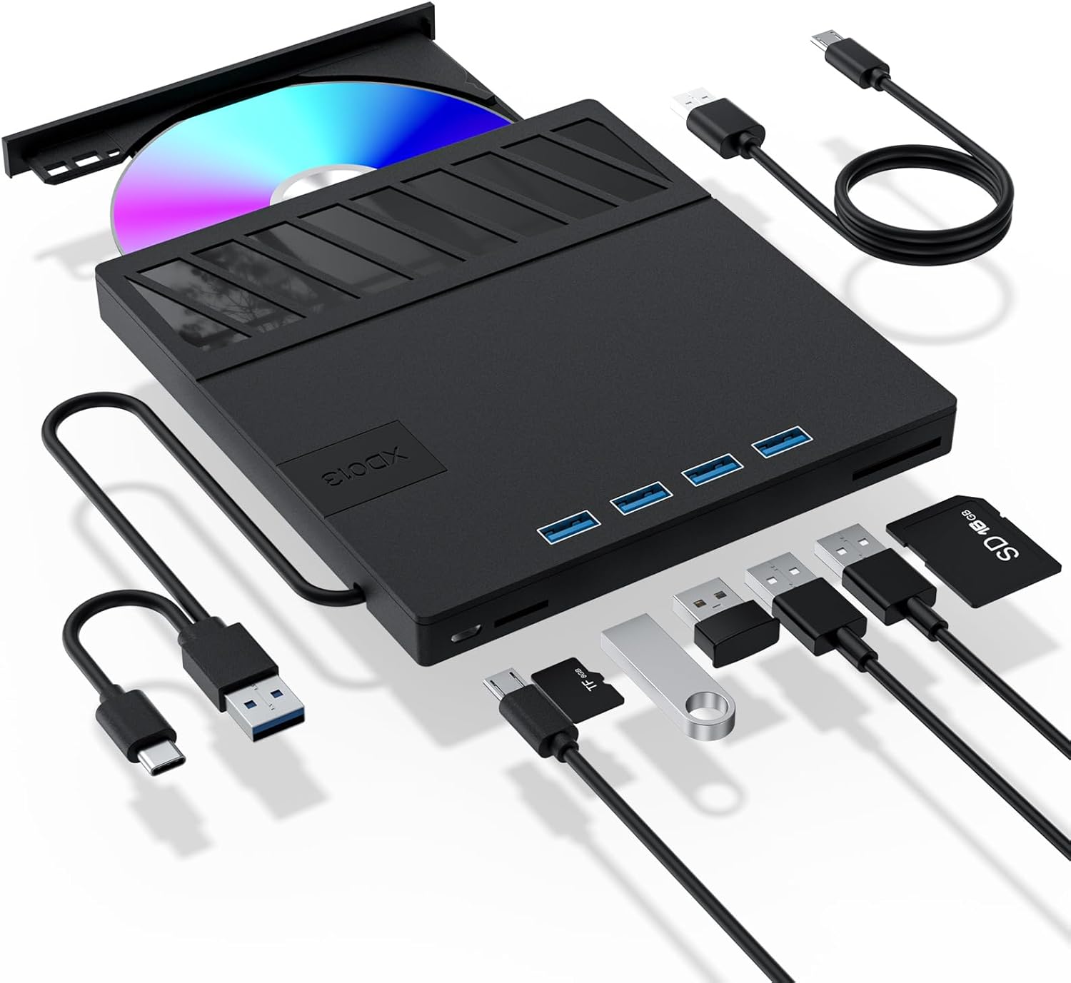 High-Speed 7-in-1 External CD/DVD Drive for Laptop