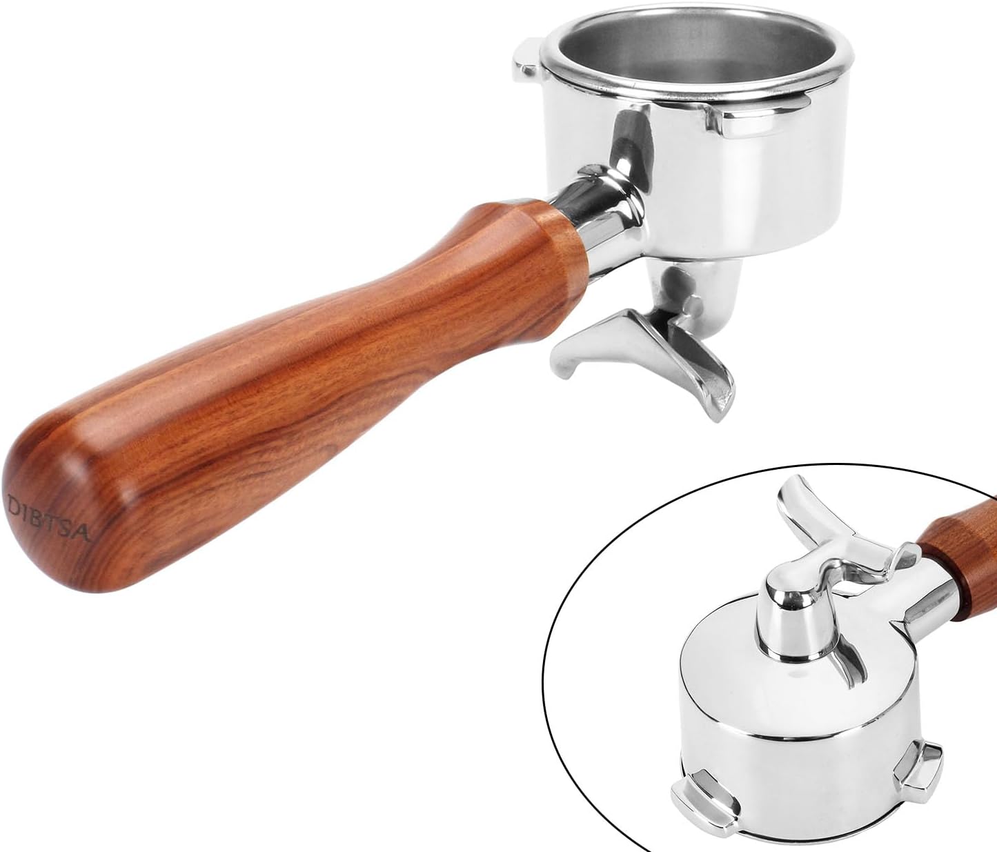 Breville Compatible 54mm Portafilter with Double Spouts: Durable Stainless Steel & Wood Handle