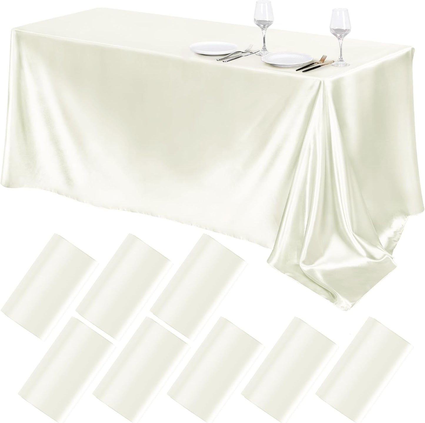 Ivory Satin Tablecloths 8 Packs for Elegant Table Decor