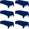 Navy Blue Tablecloths for 8 ft Rectangle Tables - 6 Pack Durable Linen