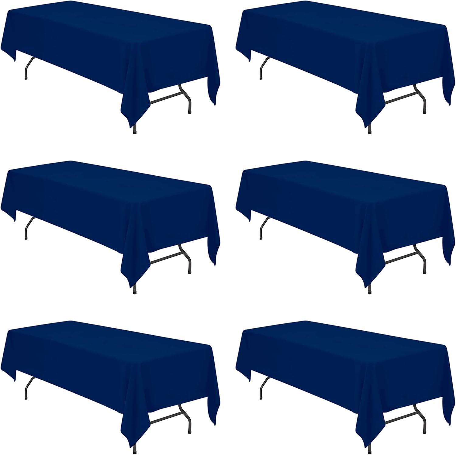 Premium 6 Pack Navy Blue Tablecloths for 8 Foot Tables