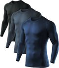 ATHLIO Men's UPF 50+ Long Sleeve Compression Shirt (Style MTB3)