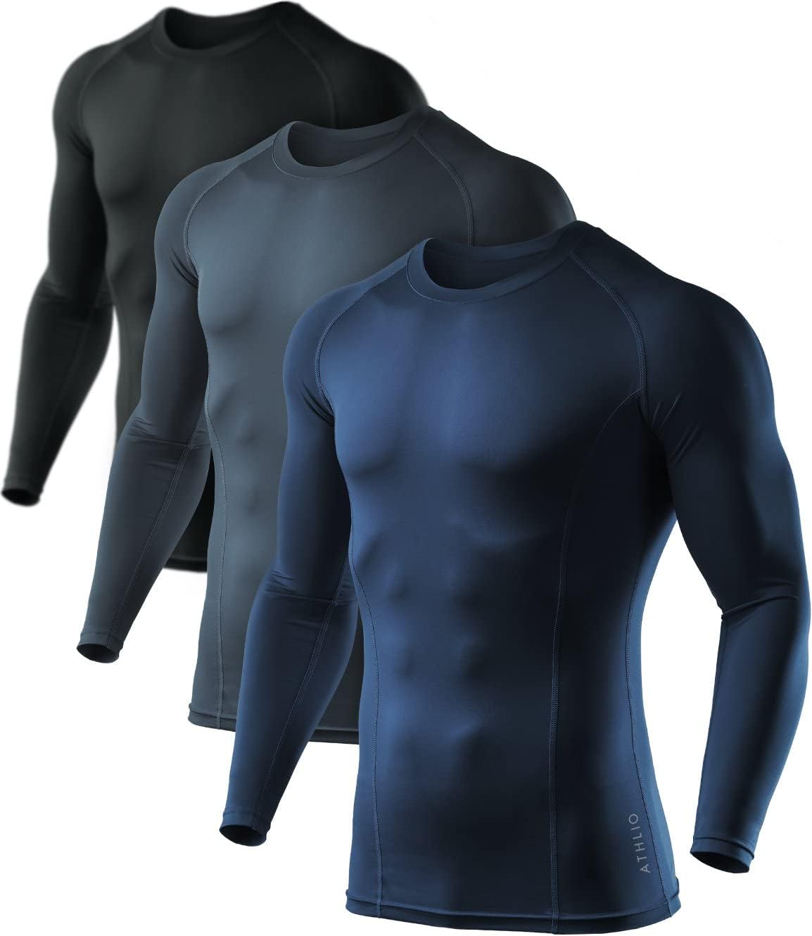 ATHLIO Men's UPF 50+ Long Sleeve Compression Shirts for Sports