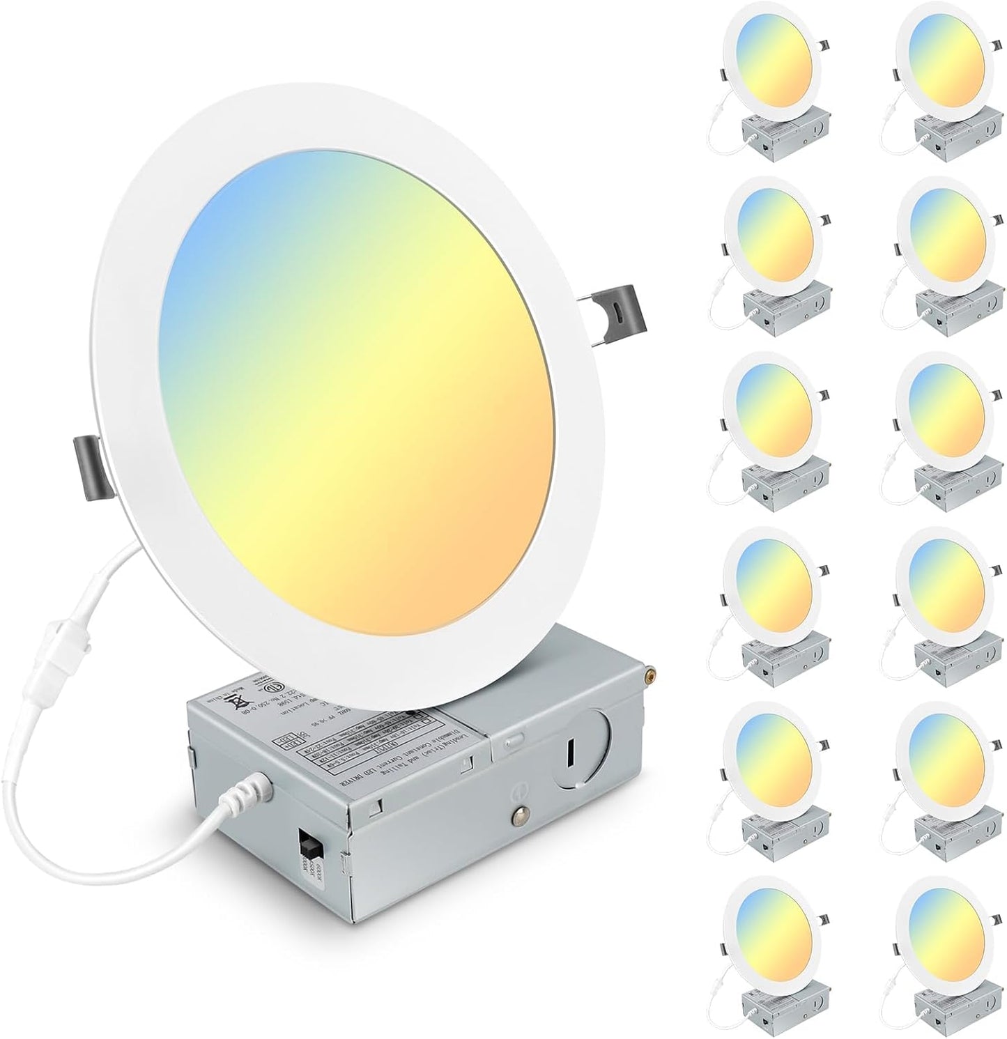12 Pack 7 Inch Ultra-Thin LED Recessed Light with Junction Box