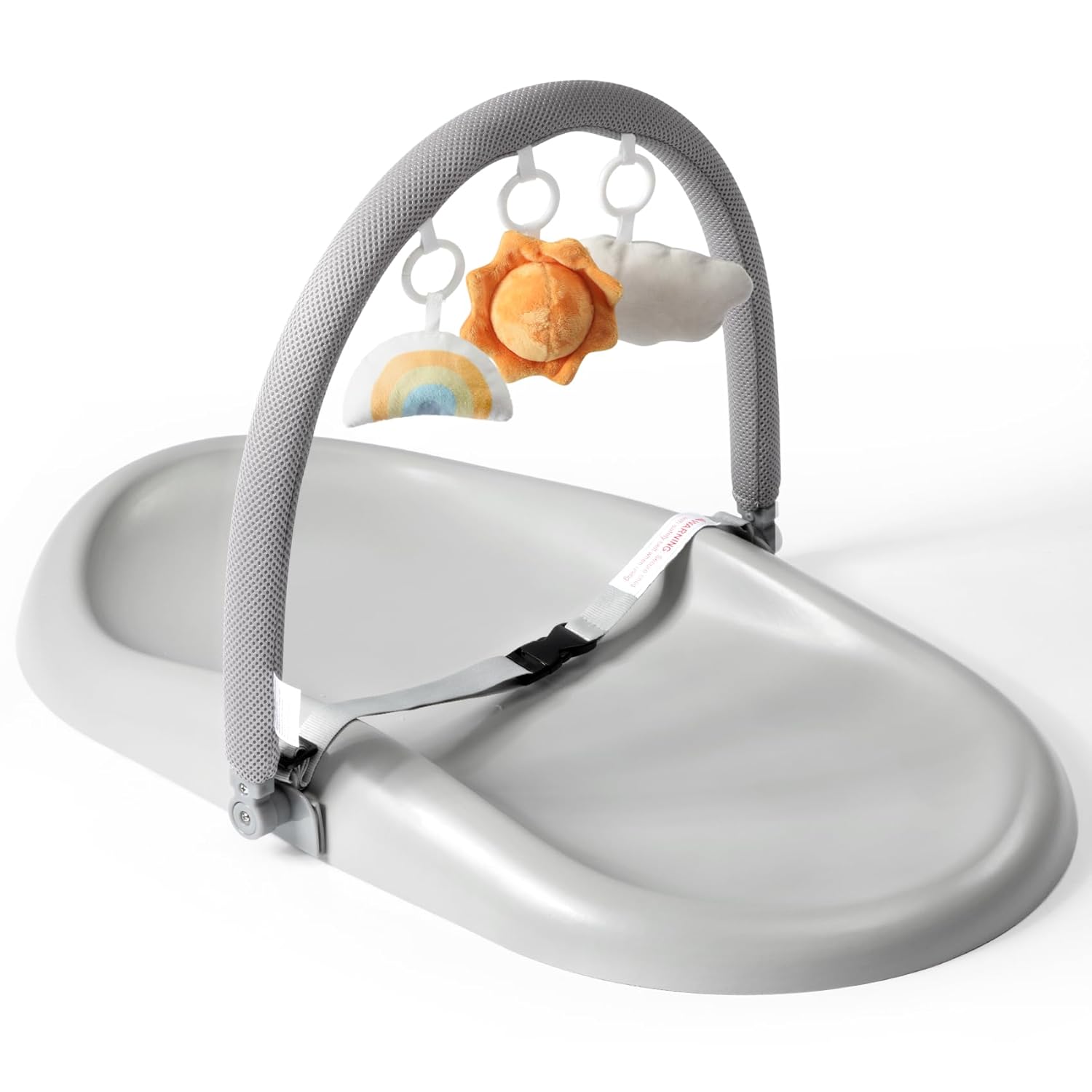 Wipe-Clean Baby Changing Pad with Safety Belt & Toys for Fun