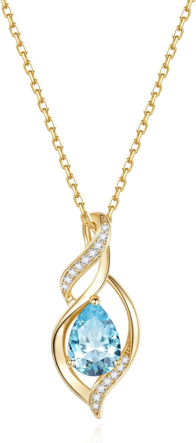 FANCIME Birthstone Necklace for Women - Teardrop Jewelry Gift