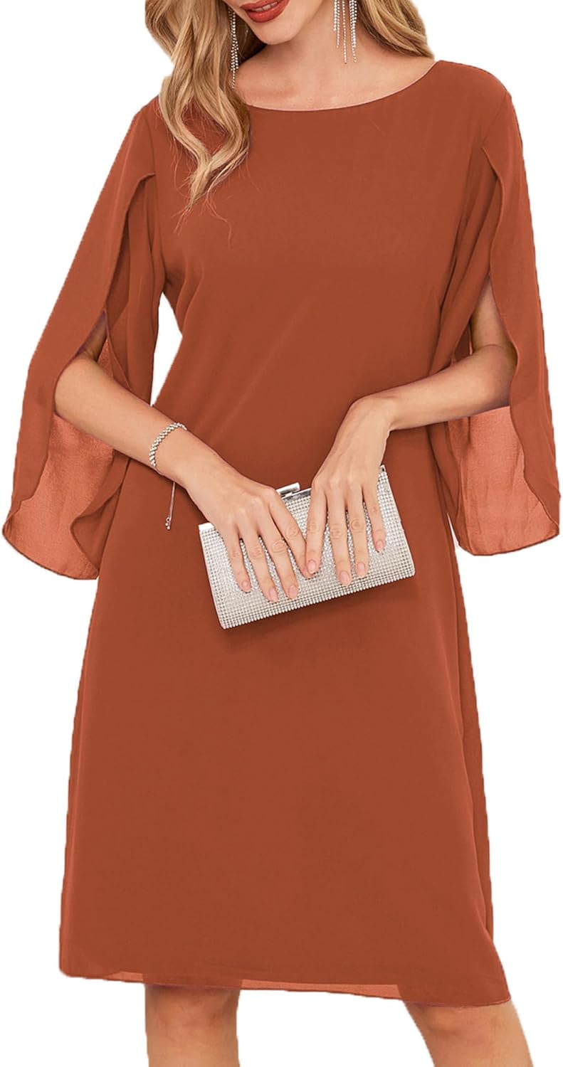 Chiffon Dresses for Women - Flutter Sleeve Party Wedding Dress
