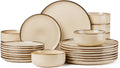 Herogo Stoneware 24-Piece Dinnerware Set for 8 - Chip Resistant Cream