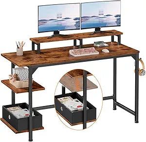 Furologee Computer Desk with Shelves and Drawer for Home Office