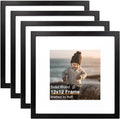 KINLINK 12x12 Picture Frame Black Square Solid Wood Frames - 4 Pack