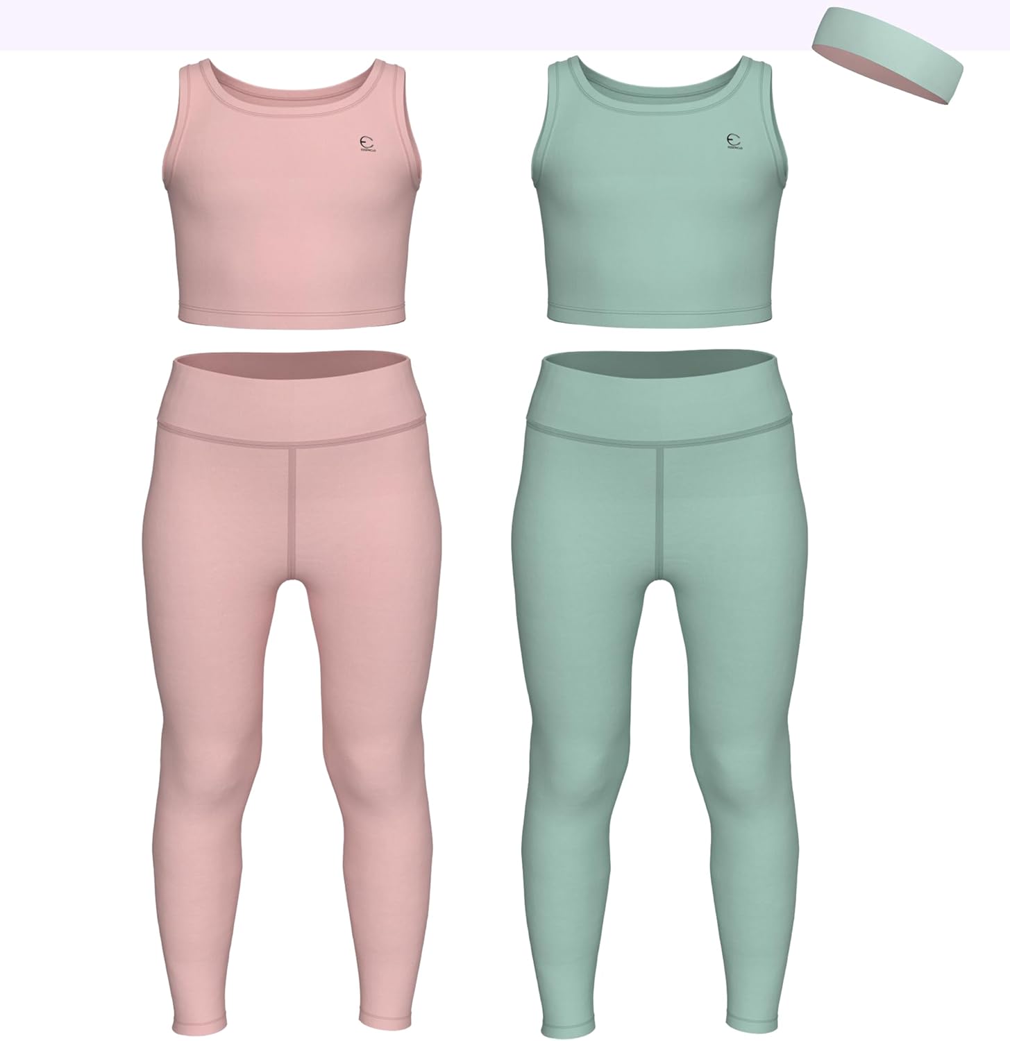 Girls Athletic Leggings and Crop Tank Tops Set for Active Kids