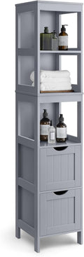 Bathroom Floor Cabinet Corner Storage - Slim 55.7in Dove Grey